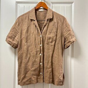 Aritzia Short Sleeve Button-Down Top Pink